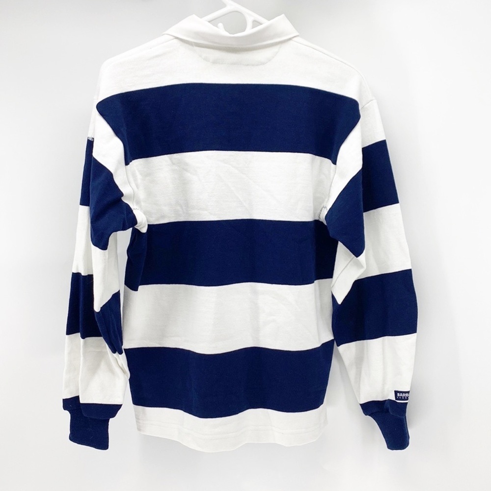 Barbarian Rugby Wear Mens Polo Shirt Long Sleeves White/ Blue Cal Berkeley - Picture 8 of 8